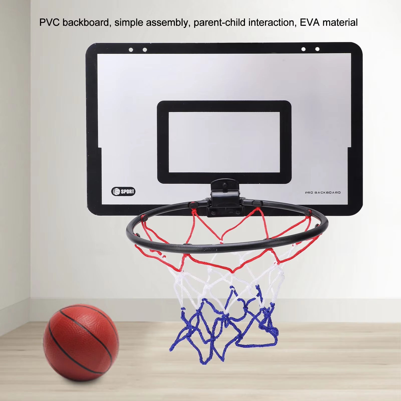 Hanging Door Mounted Basketball Hoop Set Perforation Indoor Basketball Hoop Including Basketball Pump for Basketball Lover