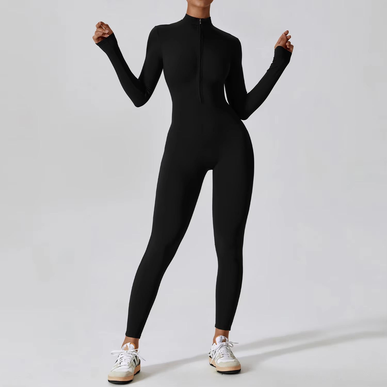 Yoga Boilersuit Long Sleeved Women'S Sportswear Gym Zipper Jumpsuits Workout High-Intensity Fitness One-Piece Skin-Tight Garment