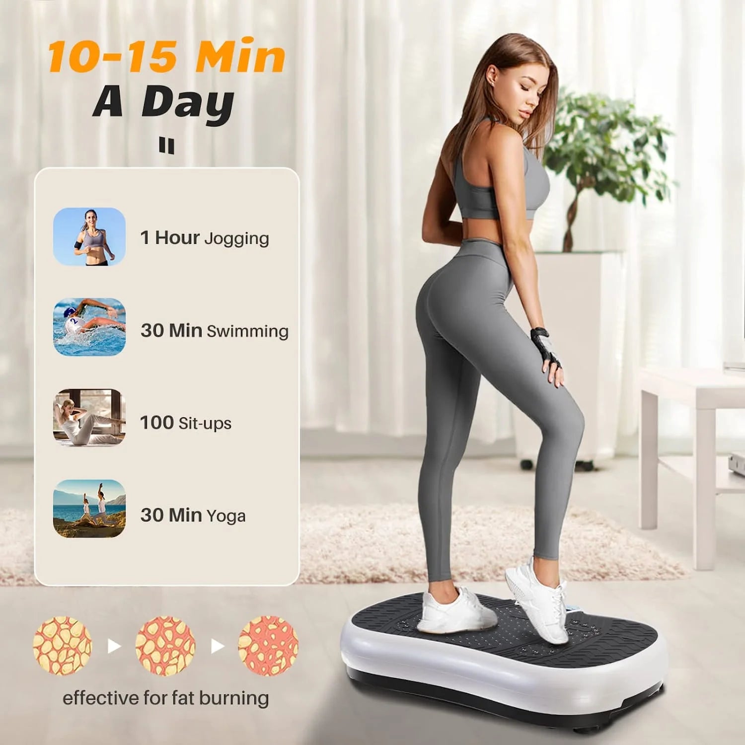 Vibration Plate Exercise Machine Whole Body Workout Vibration Fitness Platform with Accessories, White