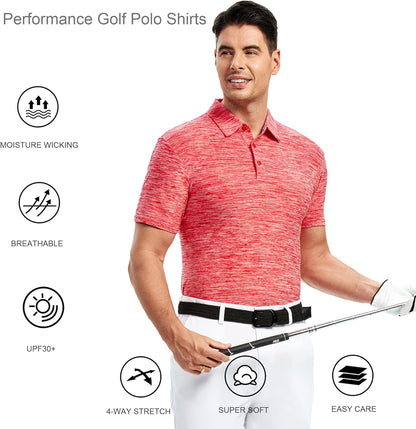 Mens Golf Shirt Moisture Wicking Quick-Dry Short Sleeve Casual Polo Shirts for Men