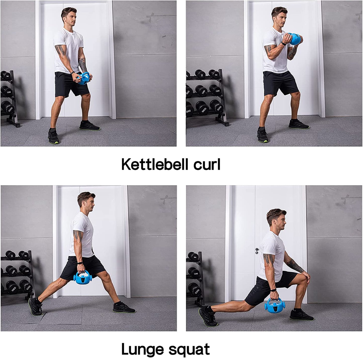 Kettlebells Adjustable Kettlebell Sets with Three Grips 5Lbs,8Lbs,12Lbs,15Lbs,Strength Training&Full-Body Workout for Home or Gym Blue