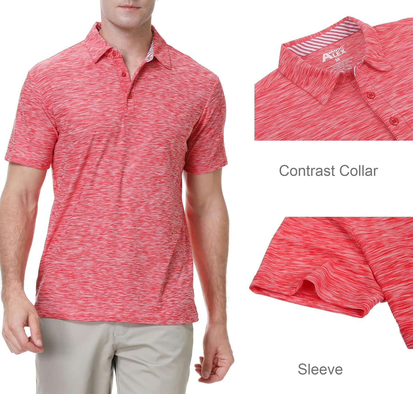 Mens Golf Shirt Moisture Wicking Quick-Dry Short Sleeve Casual Polo Shirts for Men